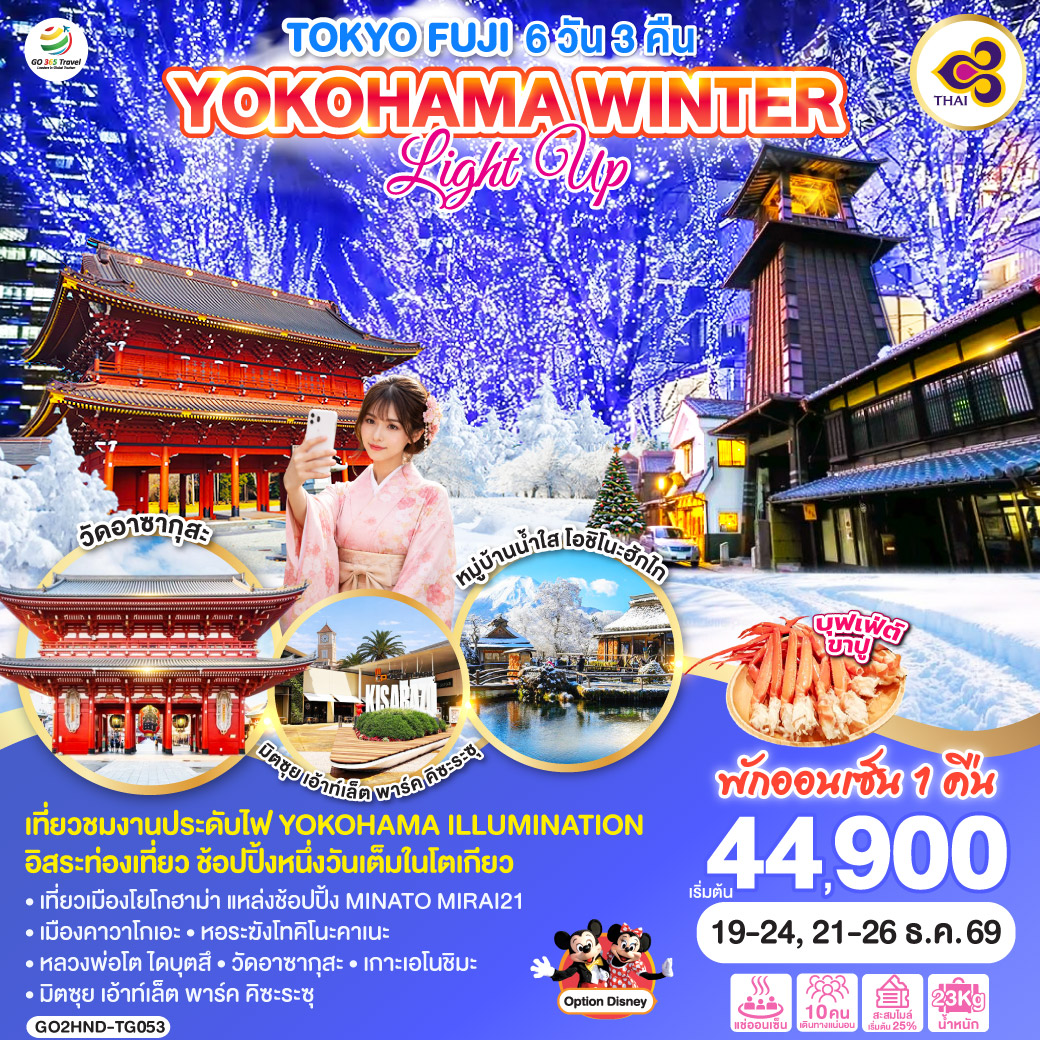 ทัวร์ญี่ปุ่น TOKYO FUJI YOKOHAMA WINTER LIGHT UP 6วัน 3คืน (TG)