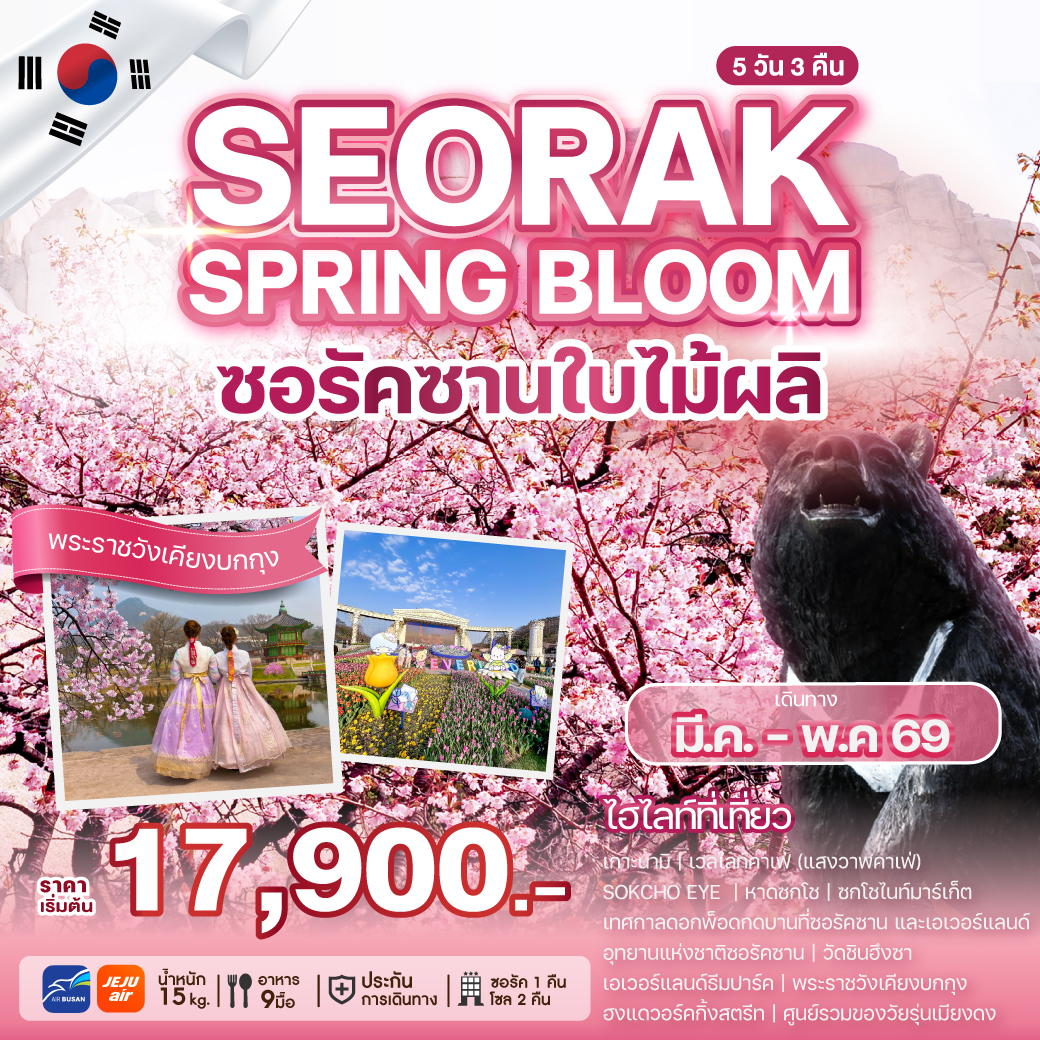 ทัวร์เกาหลี SEORAK SPRING BLOOM 5วัน 3คืน (7C,BX)